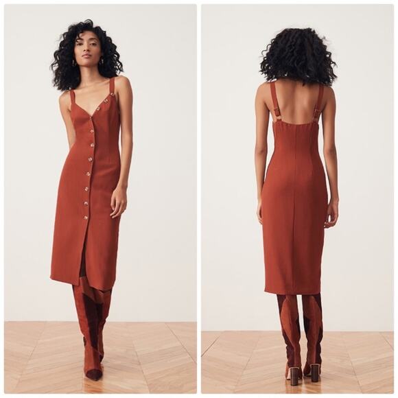 Song of Style Women's Isla Sleeveless Midi Dress in Sierra Brown Size Small - Picture 1 of 5